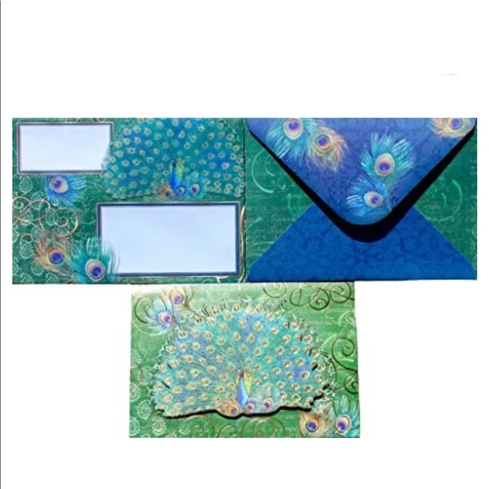 Punch Studio Single (1) Peacock Fan Tail 3D Blank Card - Retired Design (76924)